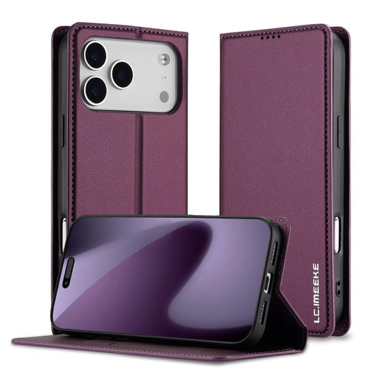 For iPhone 17 Pro LC.IMEEKE L1 Series Frosted Fine Texture PU Phone Case(Purple) by LC.IMEEKE