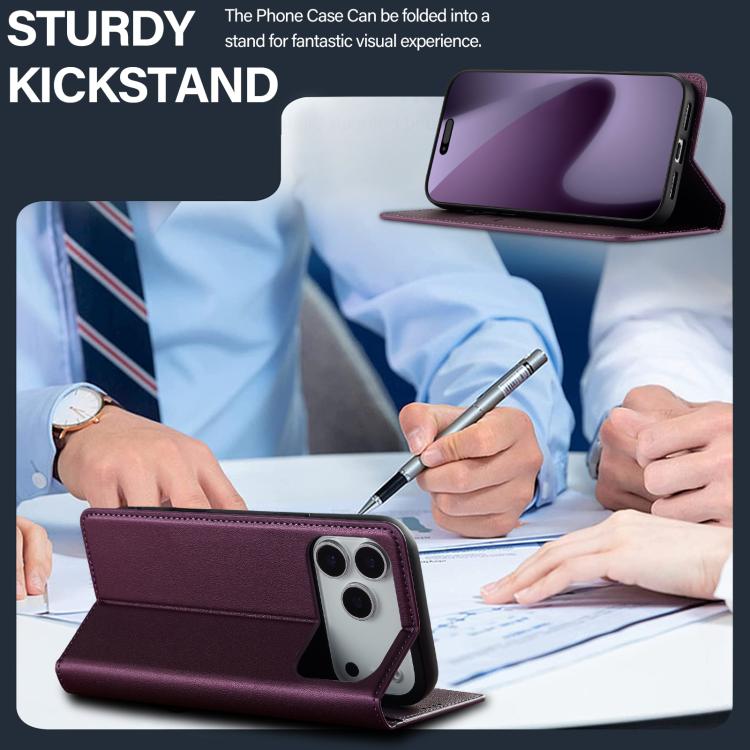 For iPhone 17 Pro LC.IMEEKE L1 Series Frosted Fine Texture PU Phone Case(Purple) by LC.IMEEKE