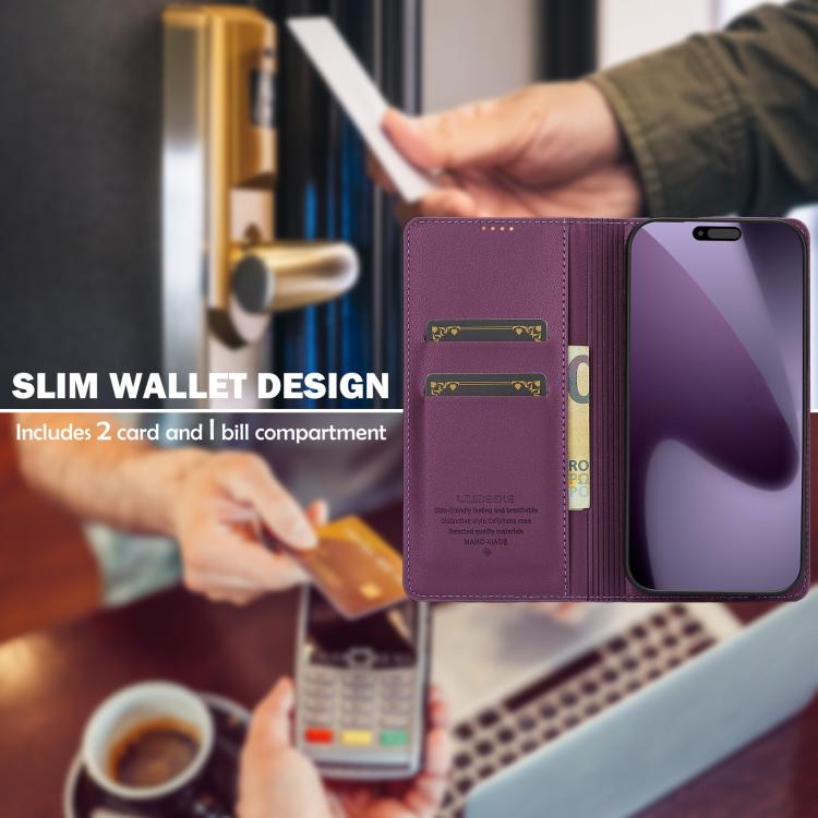 For iPhone 17 Pro LC.IMEEKE L1 Series Frosted Fine Texture PU Phone Case(Purple) by LC.IMEEKE