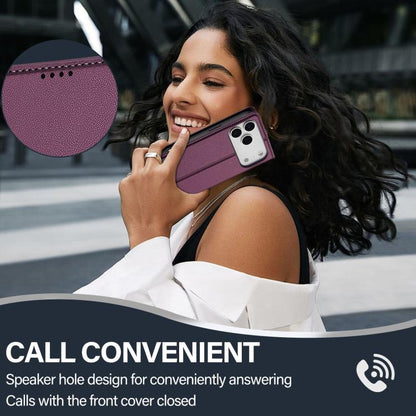 For iPhone 17 Pro LC.IMEEKE L1 Series Frosted Fine Texture PU Phone Case(Purple) by LC.IMEEKE