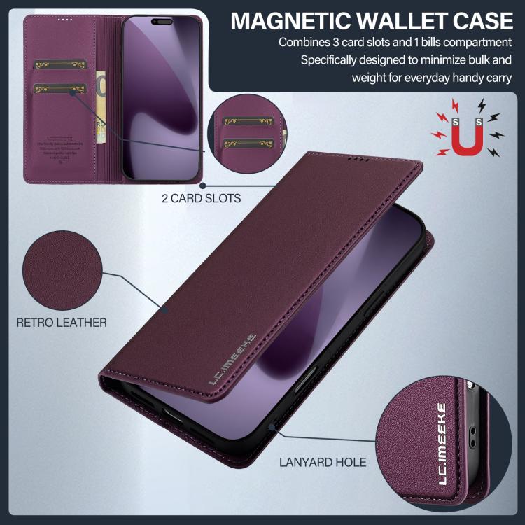 For iPhone 17 Pro LC.IMEEKE L1 Series Frosted Fine Texture PU Phone Case(Purple) by LC.IMEEKE