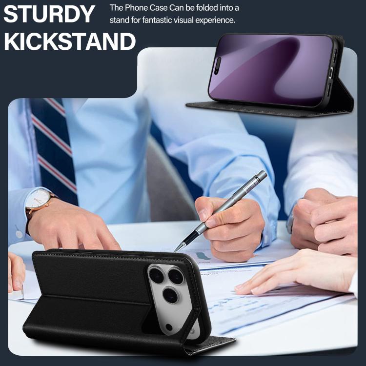 For iPhone 17 Pro Max LC.IMEEKE L1 Series Frosted Fine Texture PU Phone Case(Black) by LC.IMEEKE