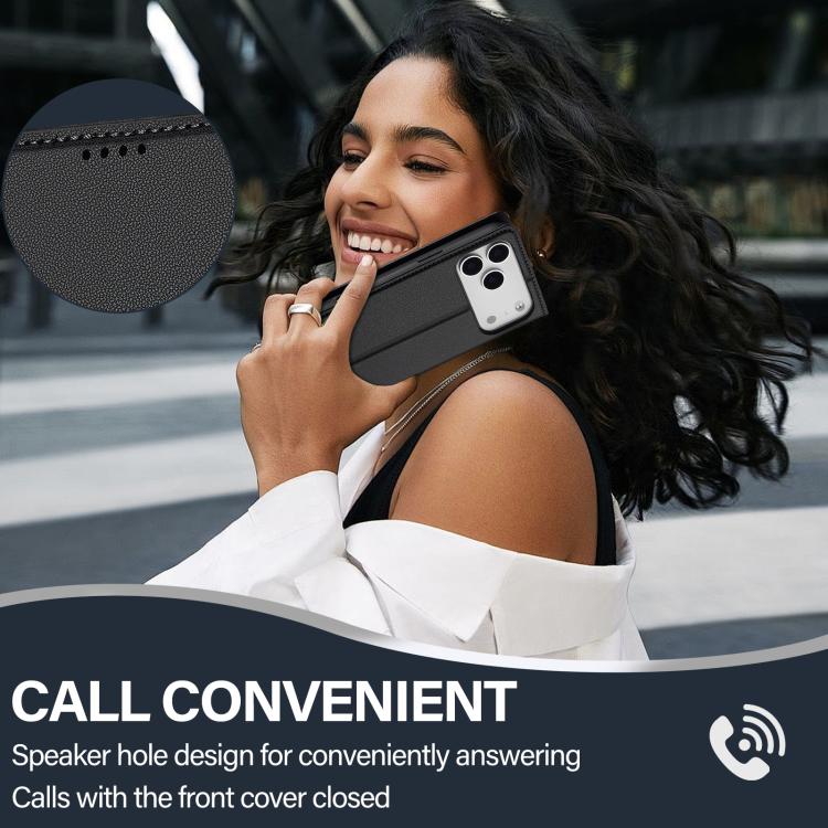 For iPhone 17 Pro Max LC.IMEEKE L1 Series Frosted Fine Texture PU Phone Case(Black) by LC.IMEEKE