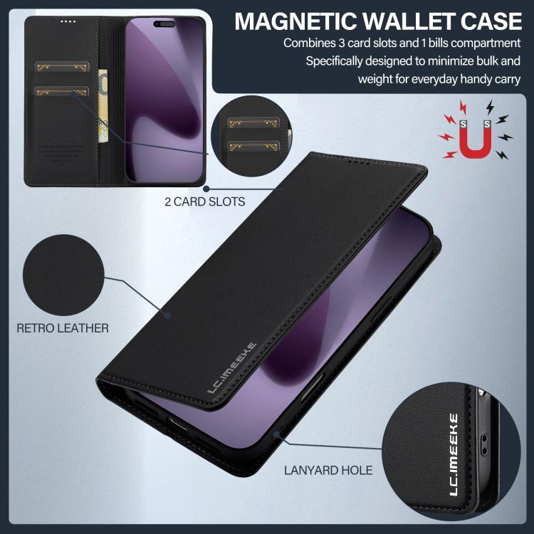 For iPhone 17 Pro Max LC.IMEEKE L1 Series Frosted Fine Texture PU Phone Case(Black) by LC.IMEEKE