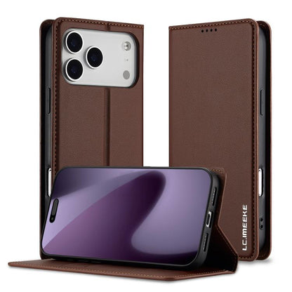 For iPhone 17 Pro Max LC.IMEEKE L1 Series Frosted Fine Texture PU Phone Case(Brown) by LC.IMEEKE