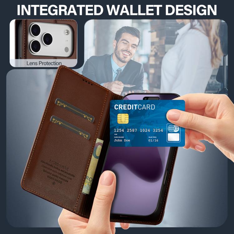 For iPhone 17 Pro Max LC.IMEEKE L1 Series Frosted Fine Texture PU Phone Case(Brown) by LC.IMEEKE