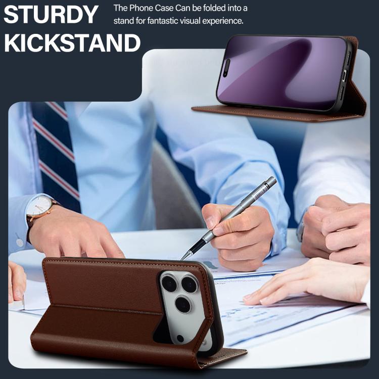 For iPhone 17 Pro Max LC.IMEEKE L1 Series Frosted Fine Texture PU Phone Case(Brown) by LC.IMEEKE