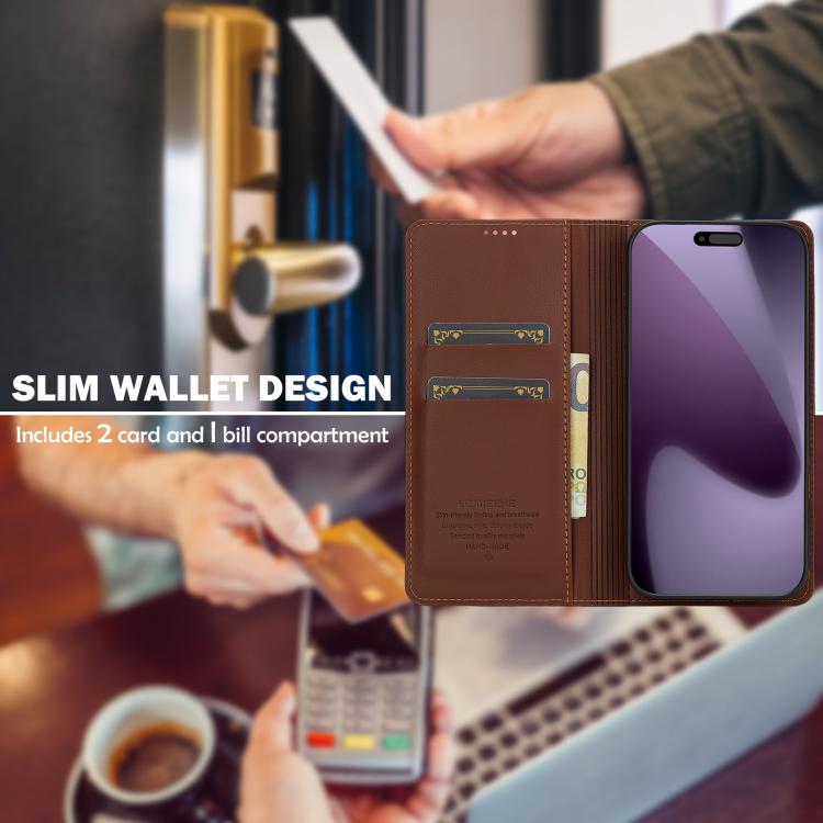 For iPhone 17 Pro Max LC.IMEEKE L1 Series Frosted Fine Texture PU Phone Case(Brown) by LC.IMEEKE