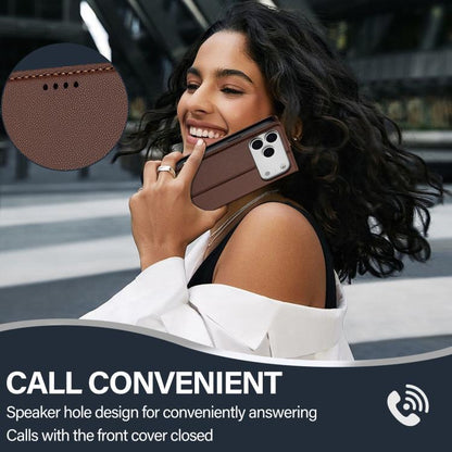 For iPhone 17 Pro Max LC.IMEEKE L1 Series Frosted Fine Texture PU Phone Case(Brown) by LC.IMEEKE