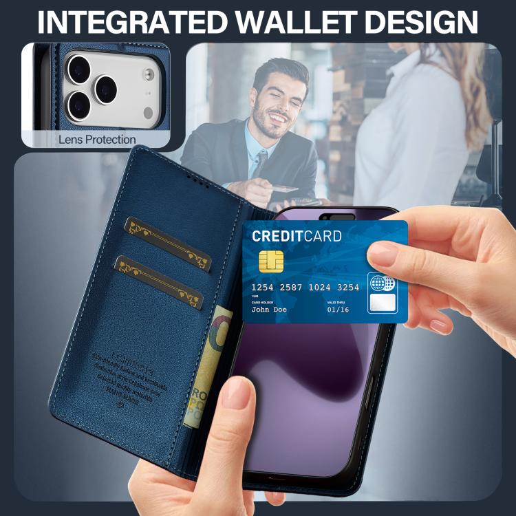 For iPhone 17 Pro Max LC.IMEEKE L1 Series Frosted Fine Texture PU Phone Case(Blue) by LC.IMEEKE