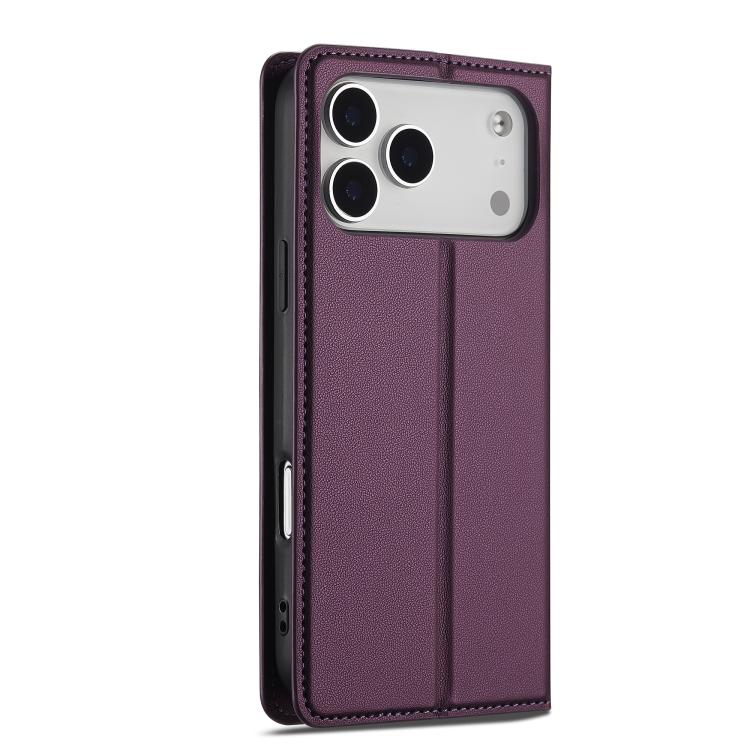 For iPhone 17 Pro Max LC.IMEEKE L1 Series Frosted Fine Texture PU Phone Case(Purple) by LC.IMEEKE