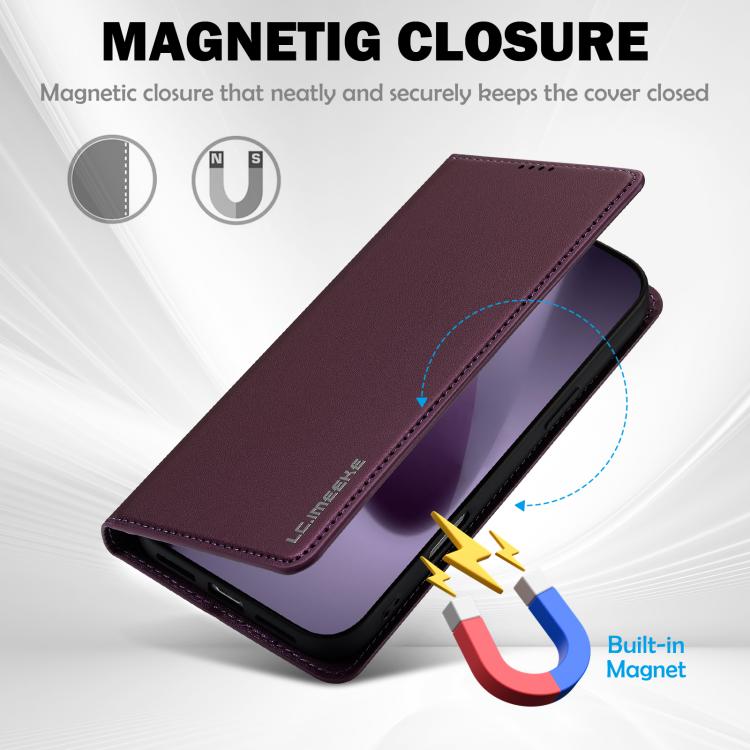 For iPhone 17 Pro Max LC.IMEEKE L1 Series Frosted Fine Texture PU Phone Case(Purple) by LC.IMEEKE