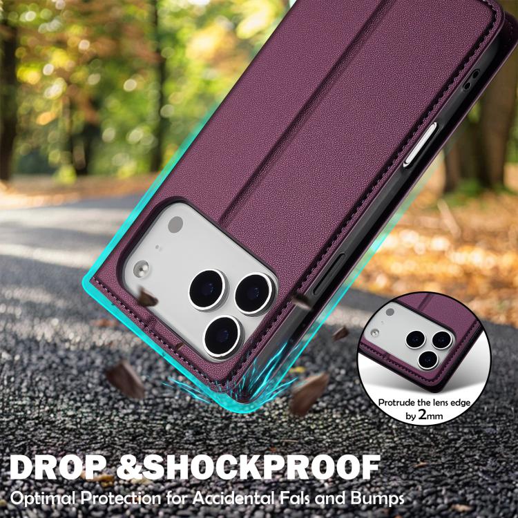 For iPhone 17 Pro Max LC.IMEEKE L1 Series Frosted Fine Texture PU Phone Case(Purple) by LC.IMEEKE