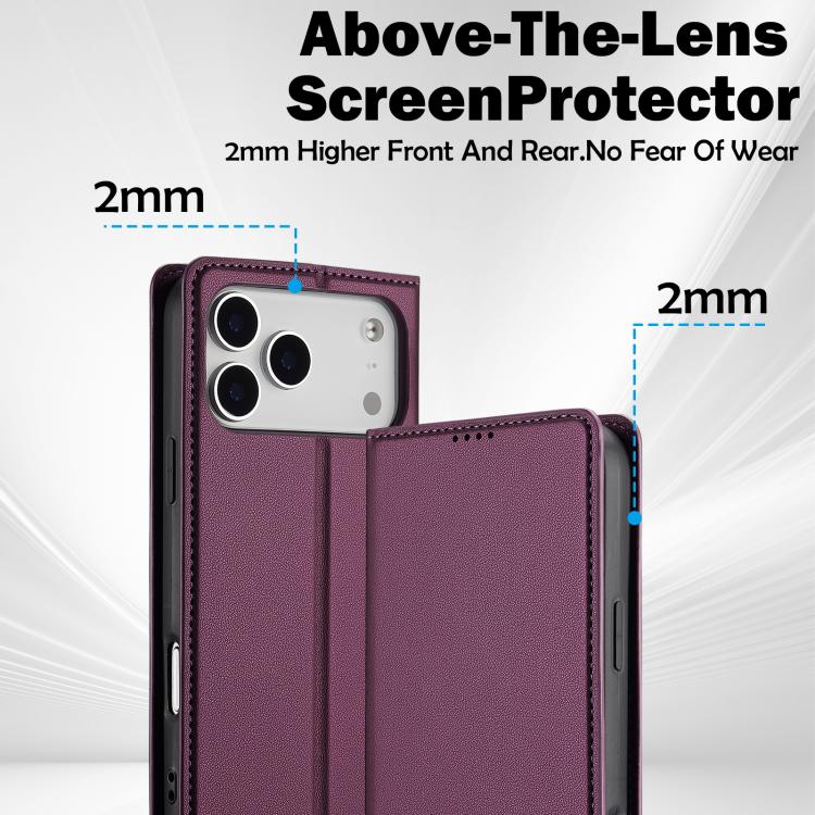 For iPhone 17 Pro Max LC.IMEEKE L1 Series Frosted Fine Texture PU Phone Case(Purple) by LC.IMEEKE