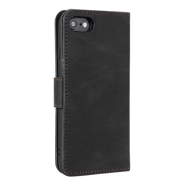 For iPhone 16e Nail Skin Feel Stitching Calf Texture Leather Phone Case(Black) by bashfashion