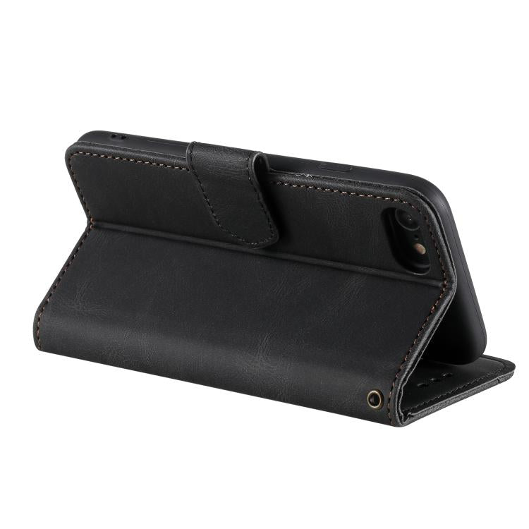 For iPhone 16e Nail Skin Feel Stitching Calf Texture Leather Phone Case(Black) by bashfashion