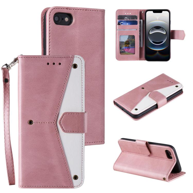 For iPhone 16e Nail Skin Feel Stitching Calf Texture Leather Phone Case(Rose Gold) by bashfashion