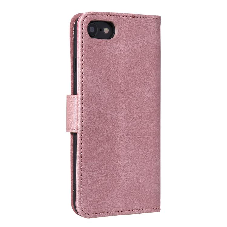 For iPhone 16e Nail Skin Feel Stitching Calf Texture Leather Phone Case(Rose Gold) by bashfashion