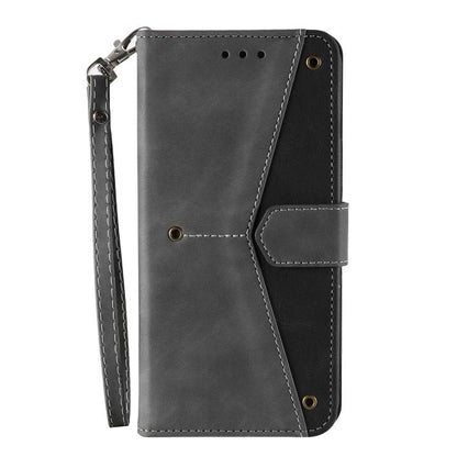 For iPhone 16e Nail Skin Feel Stitching Calf Texture Leather Phone Case(Grey) by bashfashion