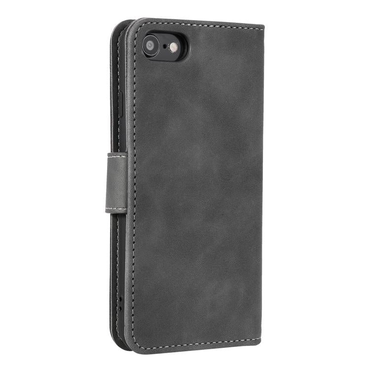 For iPhone 16e Nail Skin Feel Stitching Calf Texture Leather Phone Case(Grey) by bashfashion