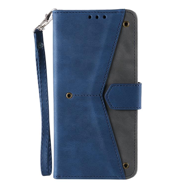 For iPhone 16e Nail Skin Feel Stitching Calf Texture Leather Phone Case(Blue) by bashfashion