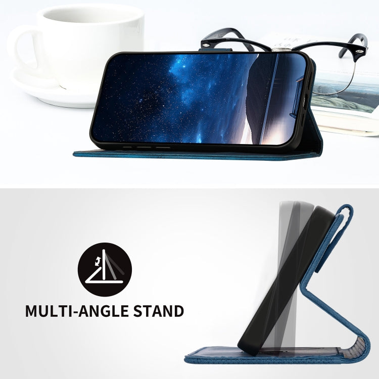 For iPhone 16e YX0080 Grid Butterfly Embossed Pattern Flip Leather Phone Case with Lanyard(Dark Blue) by bashfashion