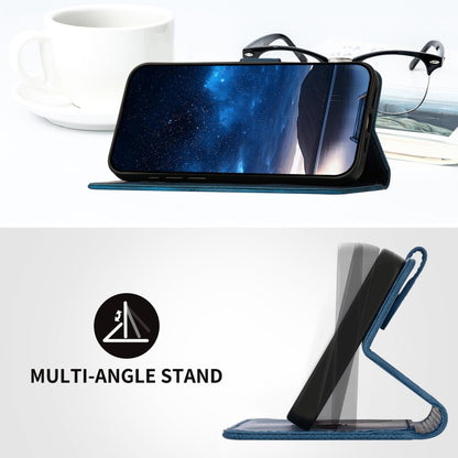 For iPhone 16e YX0080 Grid Butterfly Embossed Pattern Flip Leather Phone Case with Lanyard(Dark Blue) by bashfashion