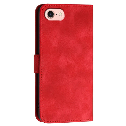 For iPhone 16e YX0080 Grid Butterfly Embossed Pattern Flip Leather Phone Case with Lanyard(Red) by bashfashion