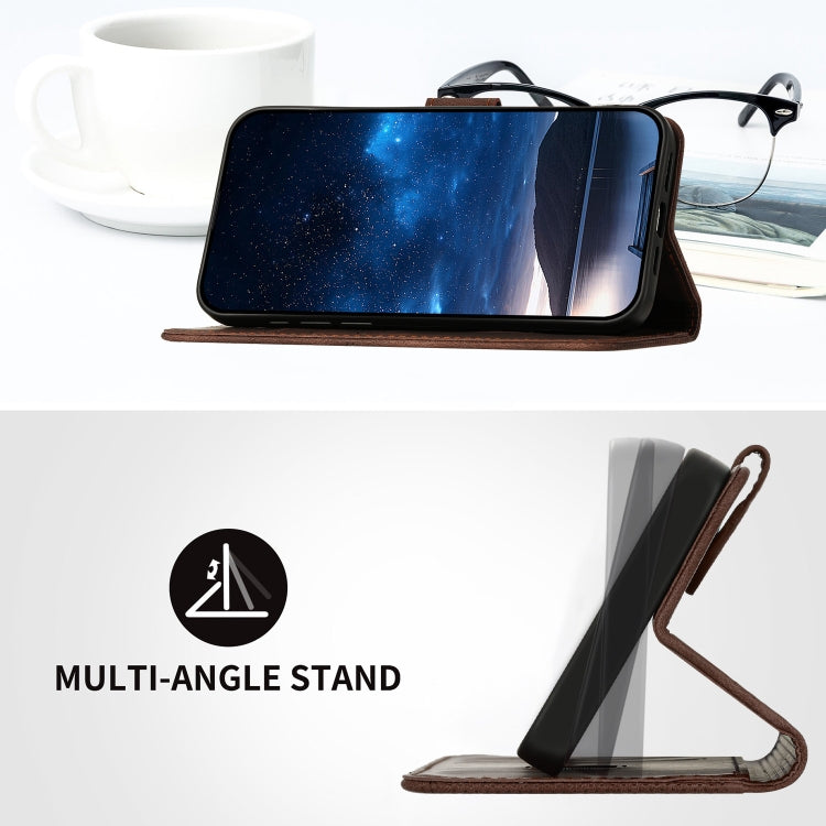 For iPhone 16e YX0080 Grid Butterfly Embossed Pattern Flip Leather Phone Case with Lanyard(Coffee) by bashfashion