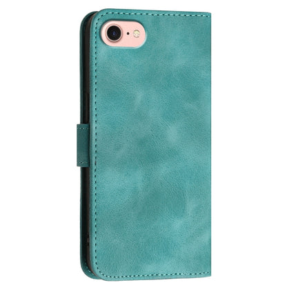 For iPhone 16e YX0080 Grid Butterfly Embossed Pattern Flip Leather Phone Case with Lanyard(Light Blue) by bashfashion