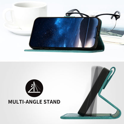 For iPhone 16e YX0080 Grid Butterfly Embossed Pattern Flip Leather Phone Case with Lanyard(Light Blue) by bashfashion