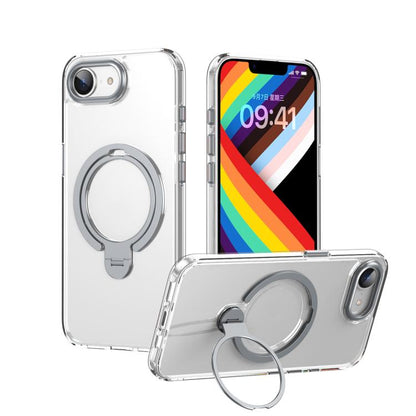 For iPhone 16e Double Ring MagSafe Magnetic Holder Phone Case(Transparent) by bashfashion