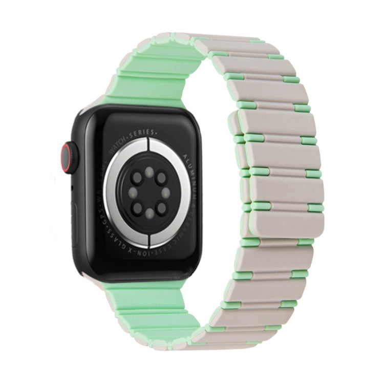 For Apple Watch SE 2023 44mm Two-color Magnetic Silicone Watch Band(Starlight Mint) by bashfashion