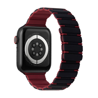 For Apple Watch SE 2023 40mm Two-color Magnetic Silicone Watch Band(Black Wine Red) by bashfashion