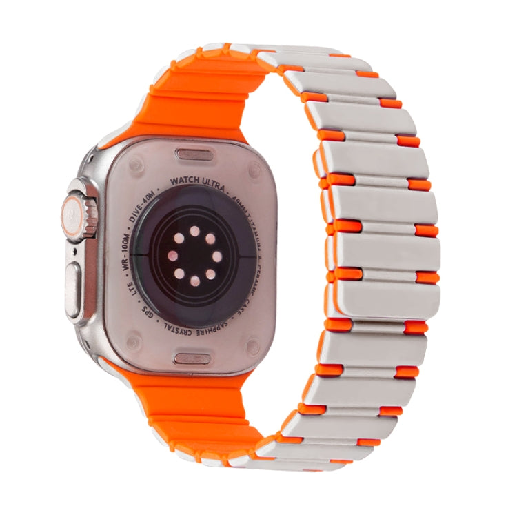 For Apple Watch Ultra 2 49mm Two-color Magnetic Silicone Watch Band(Starlight Orange) by bashfashion