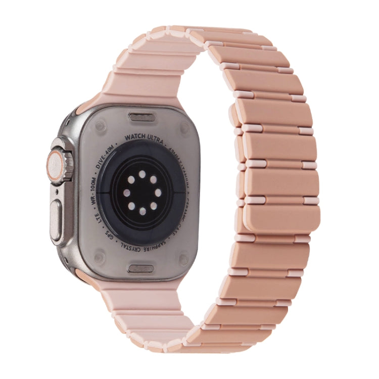 For Apple Watch Ultra 2 49mm Two-color Magnetic Silicone Watch Band(Pink Rose Grey) by bashfashion