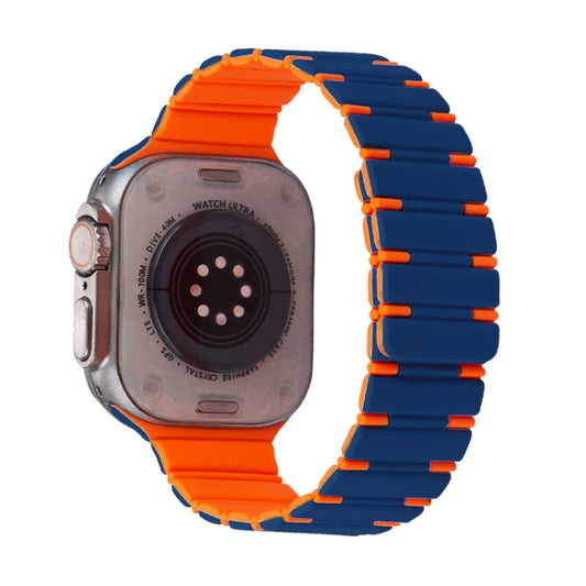 For Apple Watch Ultra 2 49mm Two-color Magnetic Silicone Watch Band(Midnight Blue Orange) by bashfashion