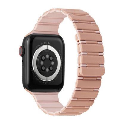For Apple Watch Series 9 45mm Two-color Magnetic Silicone Watch Band(Pink Rose Grey) by bashfashion