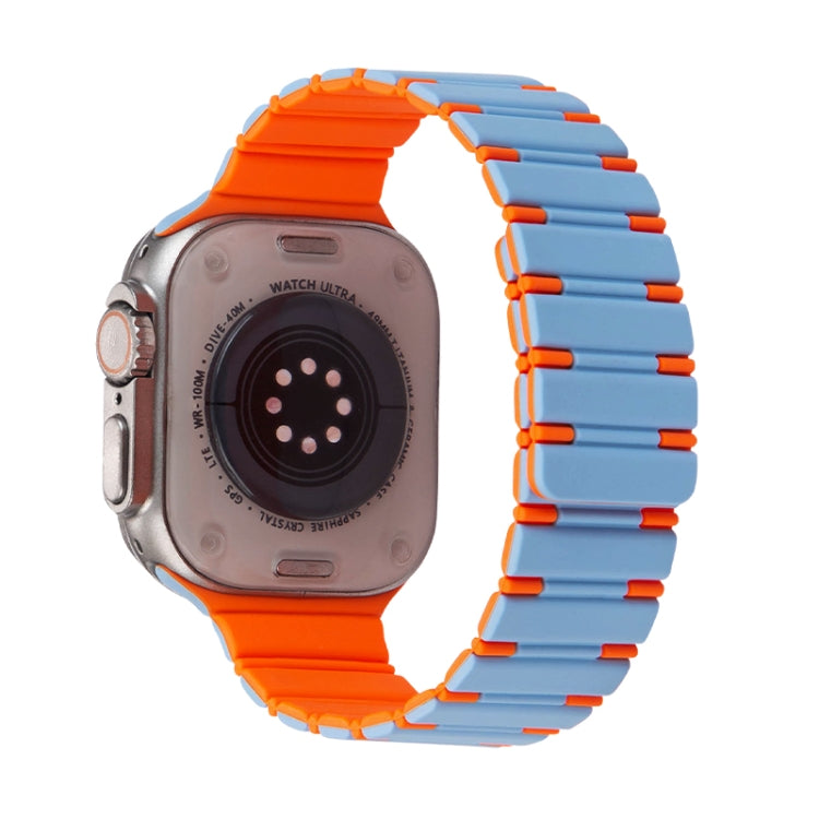 For Apple Watch Ultra 49mm Two-color Magnetic Silicone Watch Band(Mist Blue Orange) by bashfashion