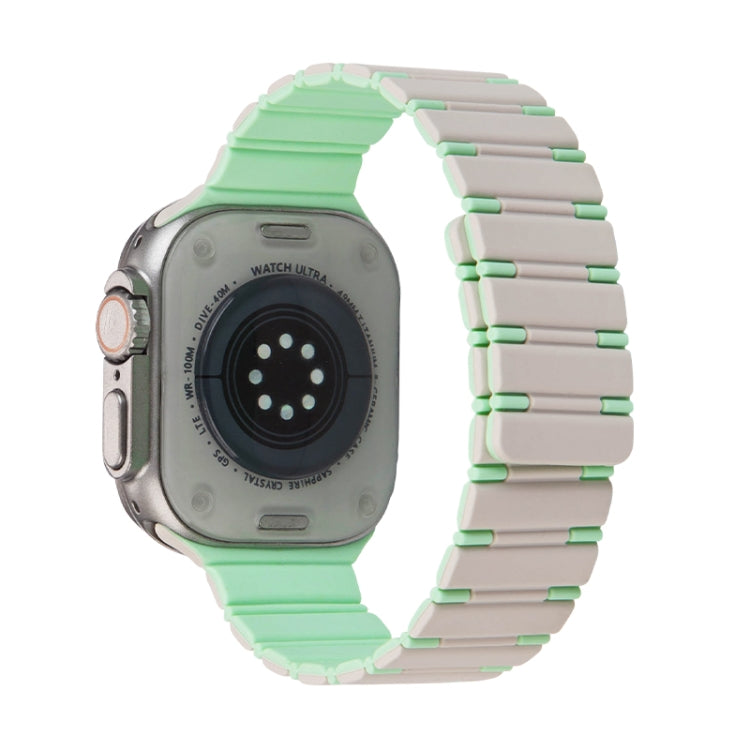 For Apple Watch Ultra 49mm Two-color Magnetic Silicone Watch Band(Starlight Mint) by bashfashion