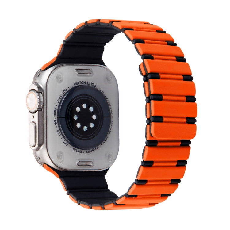 For Apple Watch Ultra 49mm Two-color Magnetic Silicone Watch Band(Orange Black) by bashfashion