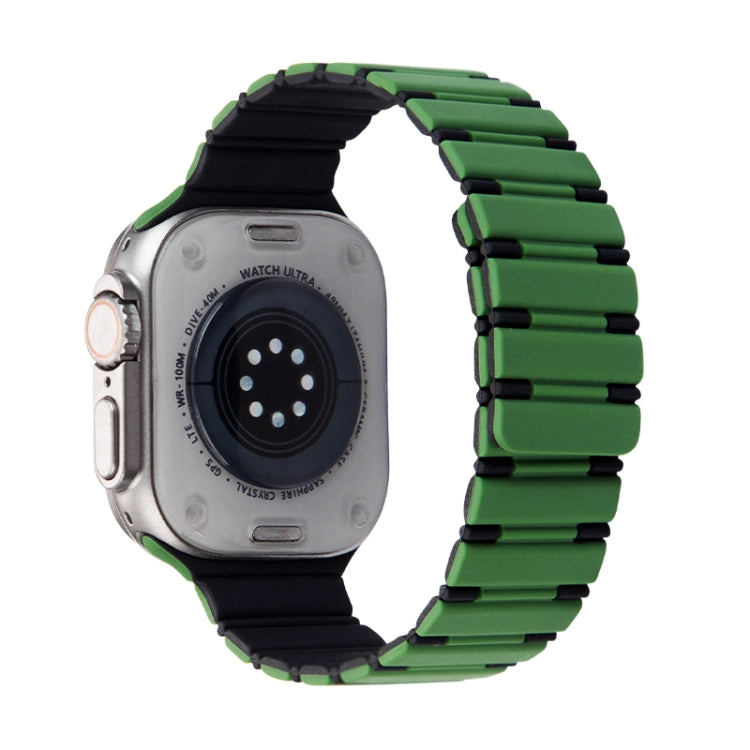 For Apple Watch Ultra 49mm Two-color Magnetic Silicone Watch Band(Green Black) by bashfashion