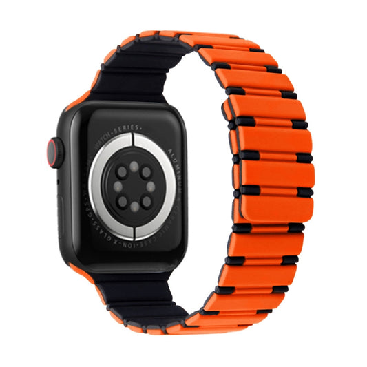 For Apple Watch SE 2022 40mm Two-color Magnetic Silicone Watch Band(Orange Black) by bashfashion