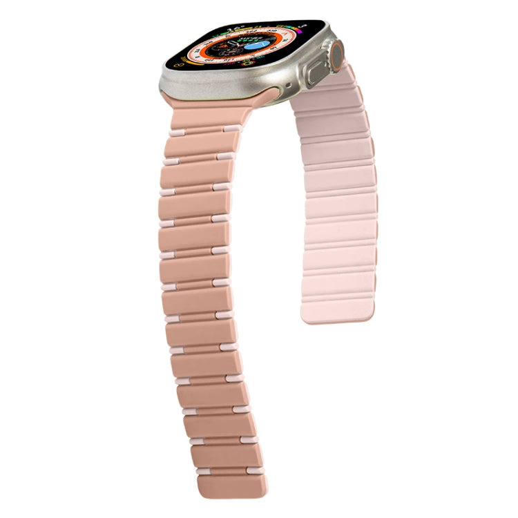For Apple Watch Series 3 38mm Two-color Magnetic Silicone Watch Band(Pink Rose Grey) by bashfashion