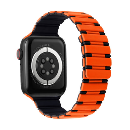 For Apple Watch Series 3 42mm Two-color Magnetic Silicone Watch Band(Orange Black) by bashfashion
