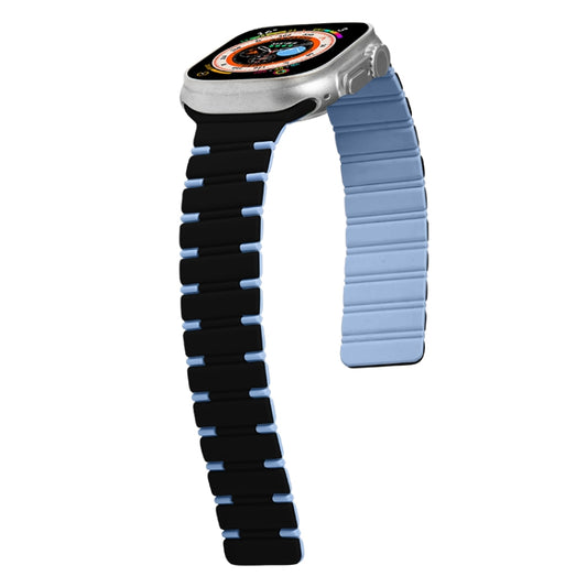 For Apple Watch Series 3 42mm Two-color Magnetic Silicone Watch Band(Obsidian Lime) by bashfashion