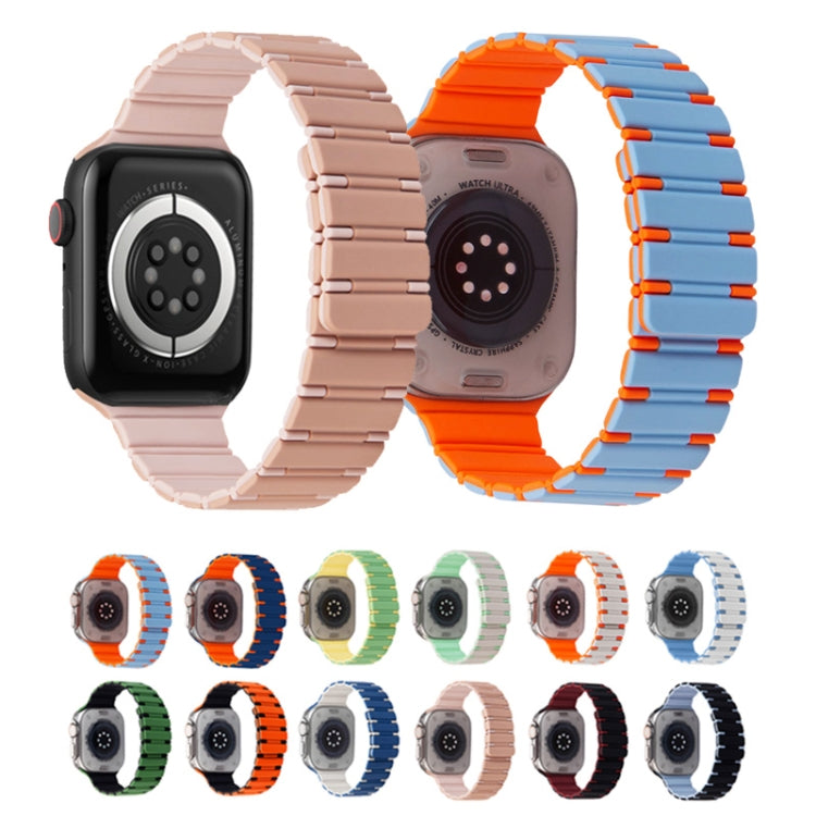For Apple Watch Series 5 40mm Two-color Magnetic Silicone Watch Band(Midnight Blue Orange) by bashfashion
