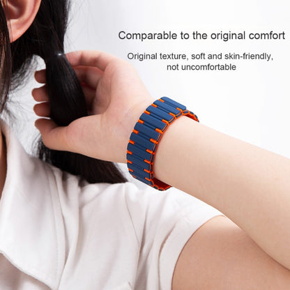 For Apple Watch Ultra 49mm Two-color Magnetic Silicone Watch Band(Midnight Blue Orange) by bashfashion