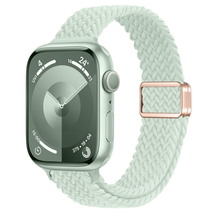 For Apple Watch SE 2023 44mm Slim Magnetic Buckle Nylon Braided Watch Band(Light Mint) by bashfashion