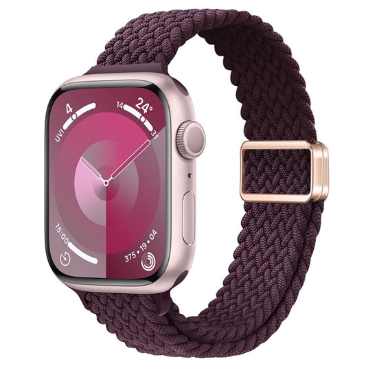 For Apple Watch SE 2023 44mm Slim Magnetic Buckle Nylon Braided Watch Band(Crimson Cherry) by bashfashion